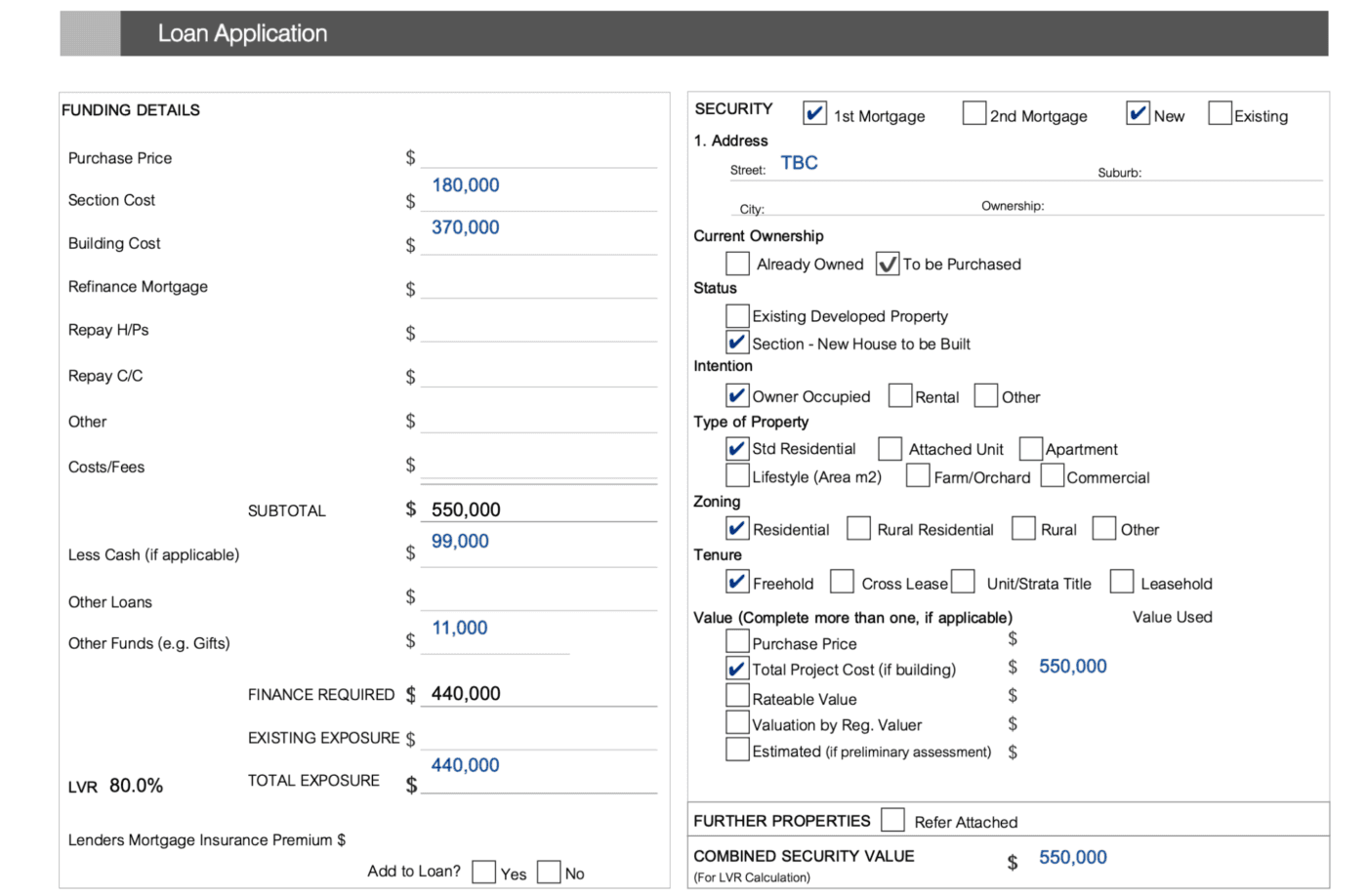 Mortgage Application Example Page 2 Property Details