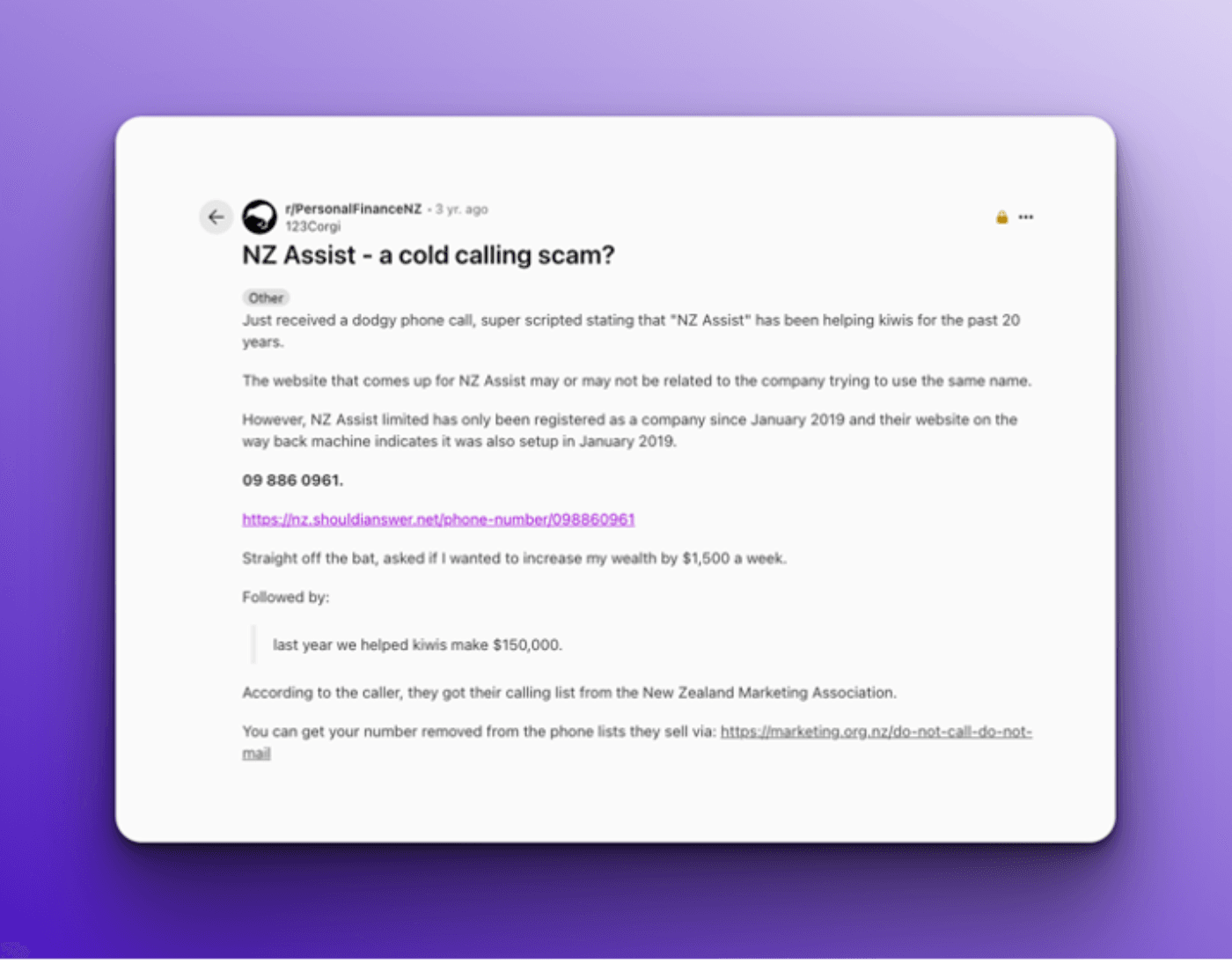 A cold calling scam